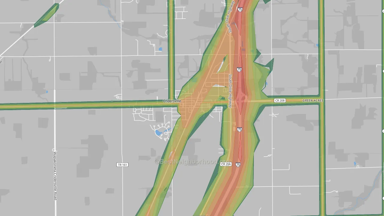 Cridersville, OH Map of Noise Levels in Cridersville