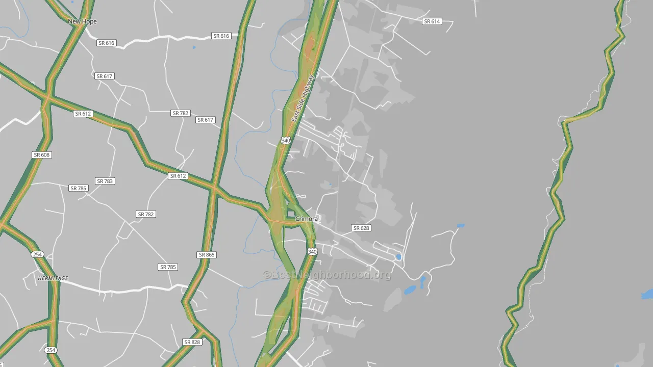 Crimora, VA Map of Noise Levels in Crimora
