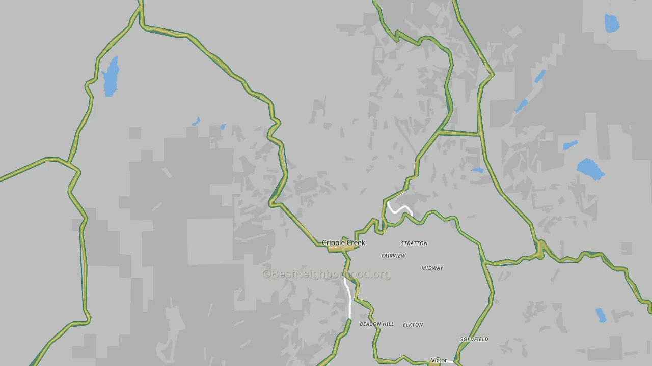 Cripple Creek, CO Map of Noise Levels in Cripple Creek