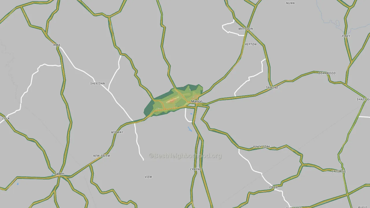 Crittenden County, KY Map of Noise Levels in Crittenden County