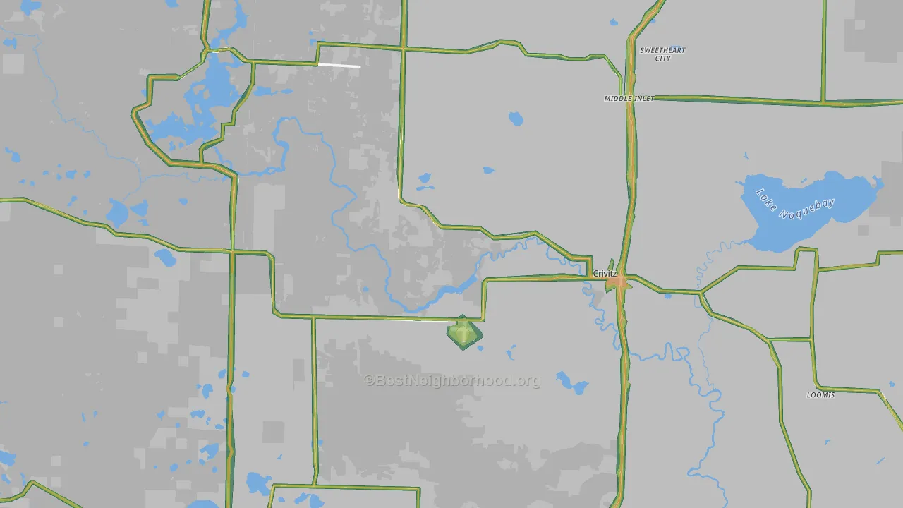 Crivitz, WI Map of Noise Levels in Crivitz