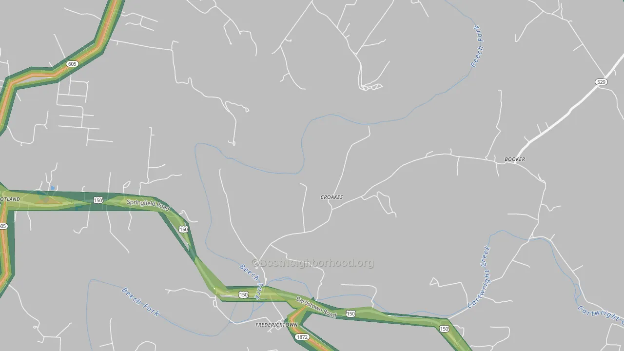 Croakes, KY Map of Noise Levels in Croakes