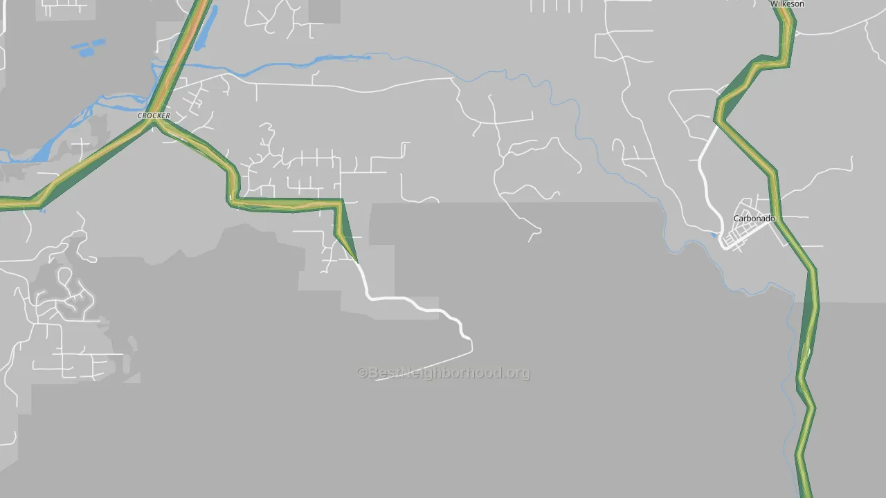 Crocker, WA Map of Noise Levels in Crocker