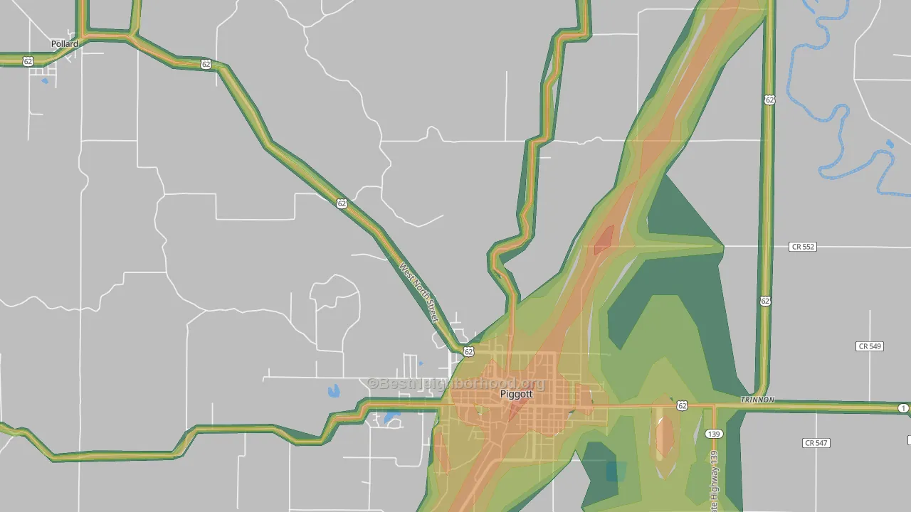 Crockett, AR Map of Noise Levels in Crockett