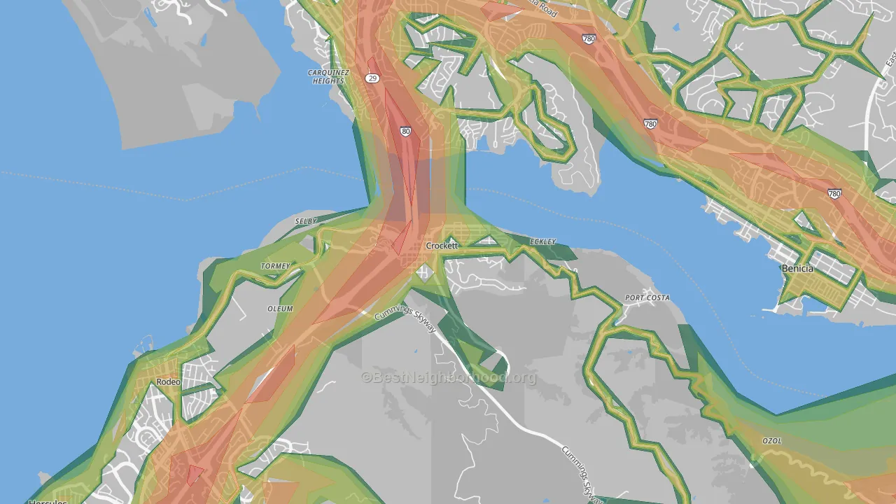 Crockett, CA Map of Noise Levels in Crockett