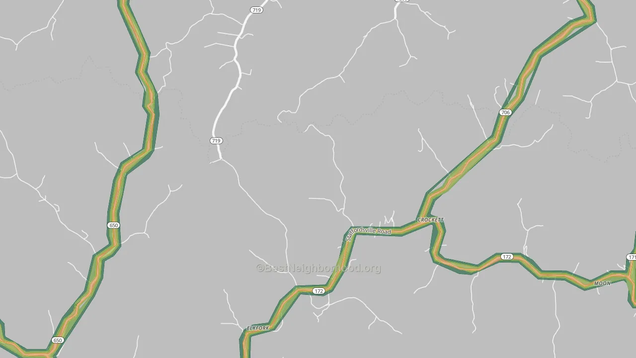Crockett, KY Map of Noise Levels in Crockett