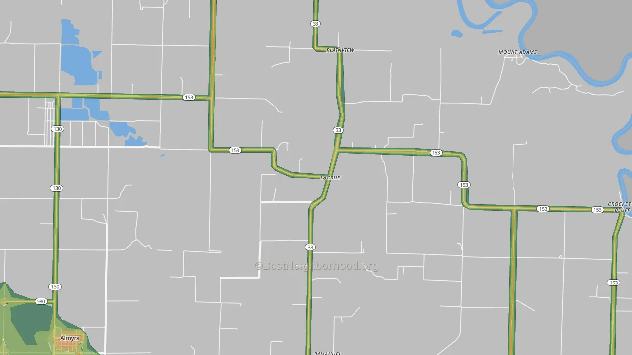 Crocketts Bluff, AR Map of Noise Levels in Crocketts Bluff