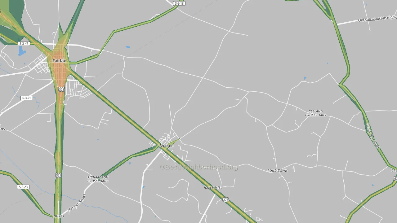 Crocketville, SC Map of Noise Levels in Crocketville