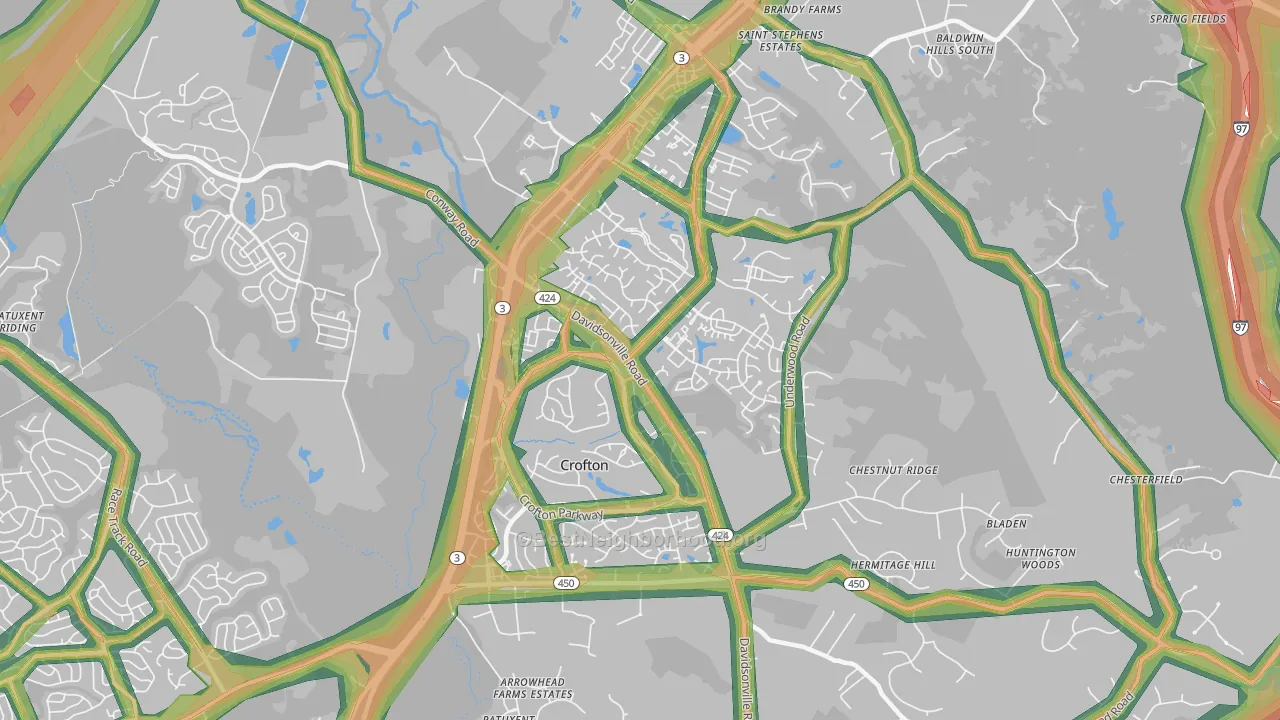 Crofton, MD Map of Noise Levels in Crofton