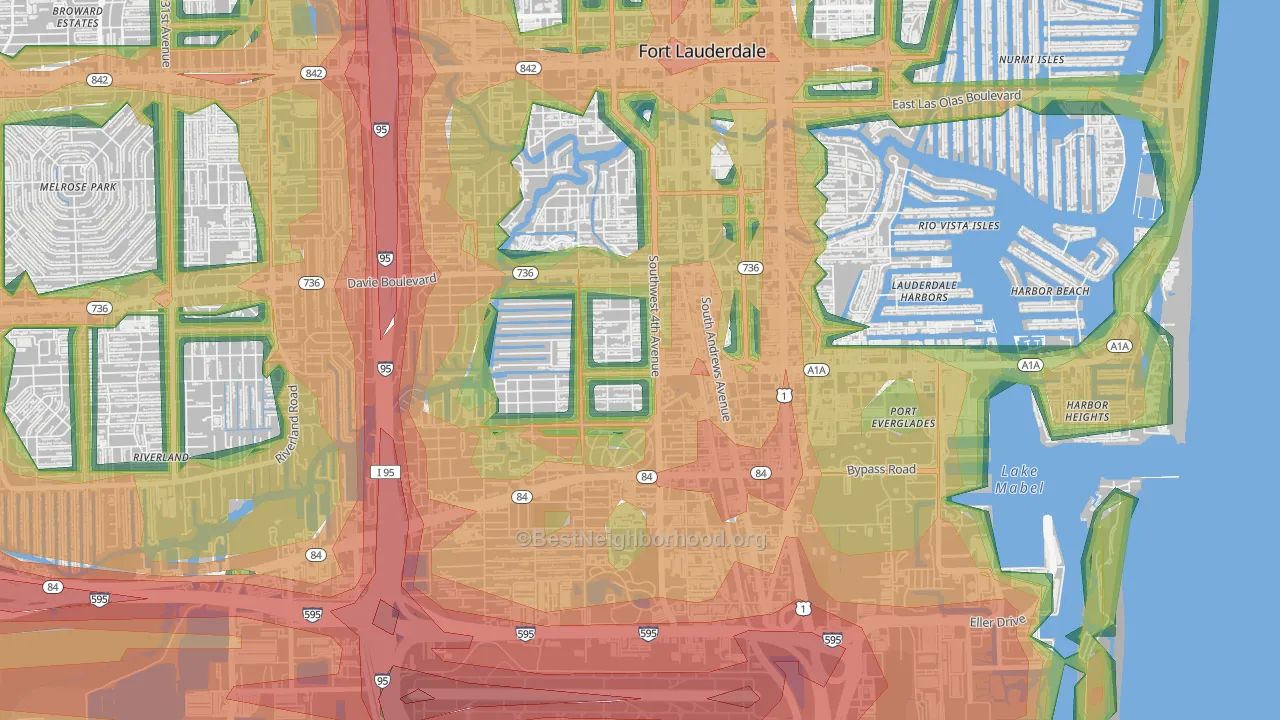 Croissant Park, Fort Lauderdale, FL Map of Noise Levels in Croissant Park