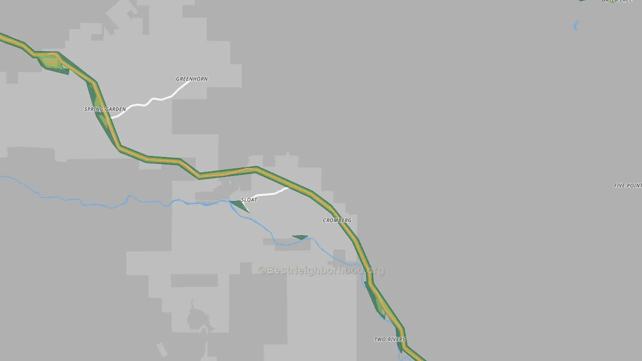Cromberg, CA Map of Noise Levels in Cromberg