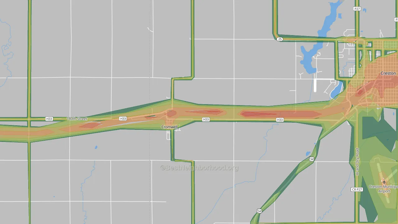 Cromwell, IA Map of Noise Levels in Cromwell