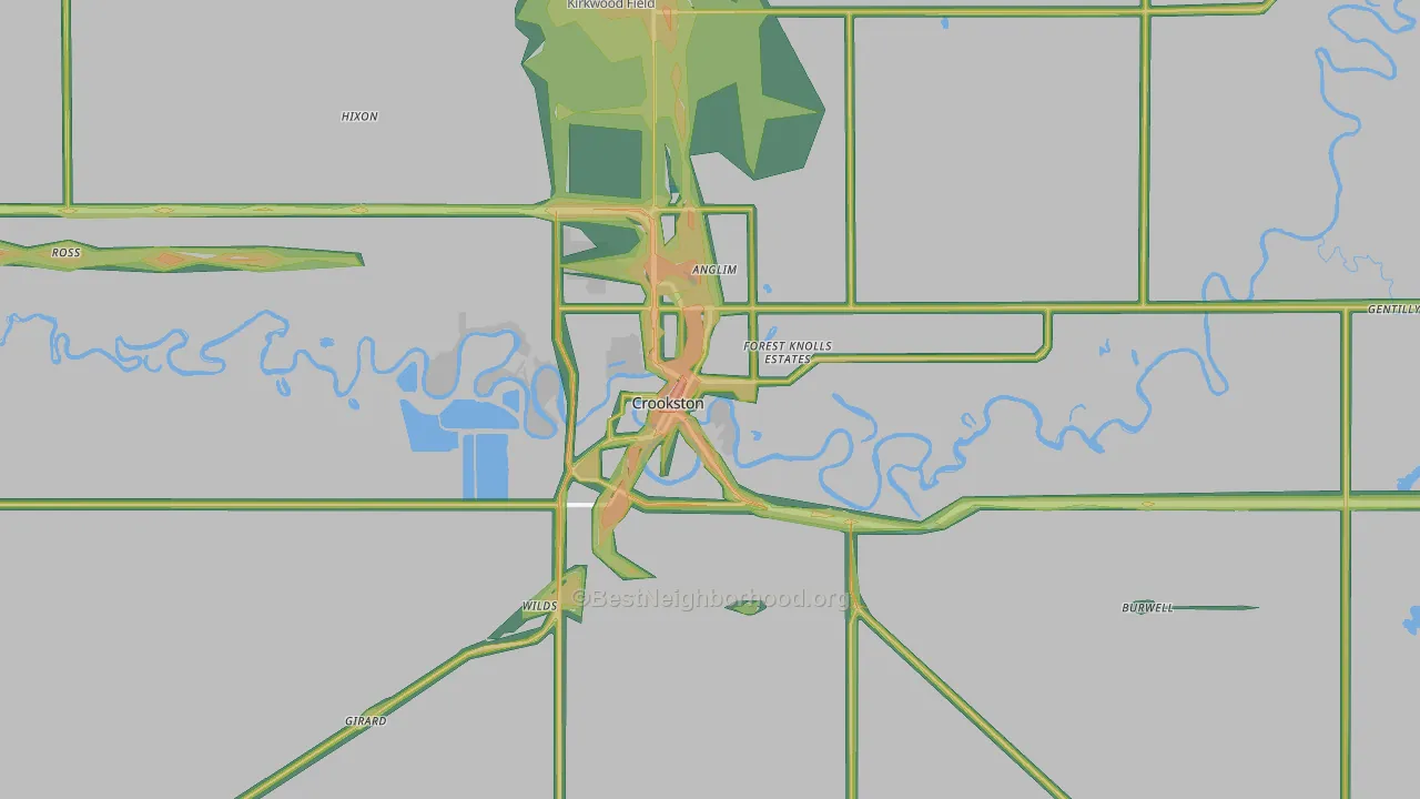 Crookston, MN Map of Noise Levels in Crookston