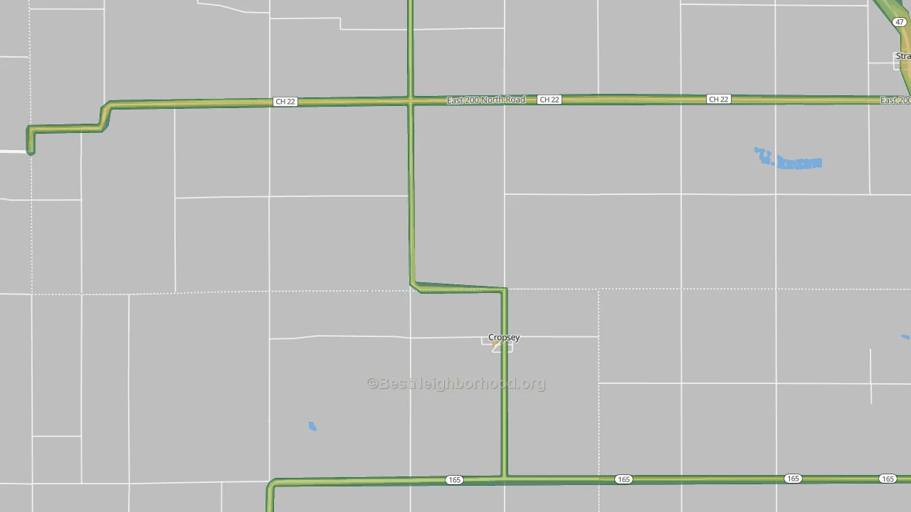 Cropsey, IL Map of Noise Levels in Cropsey