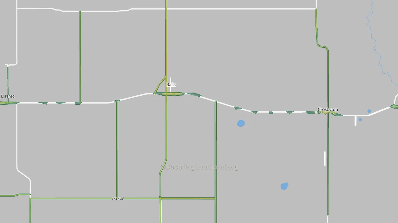 Crosby County, TX Map of Noise Levels in Crosby County