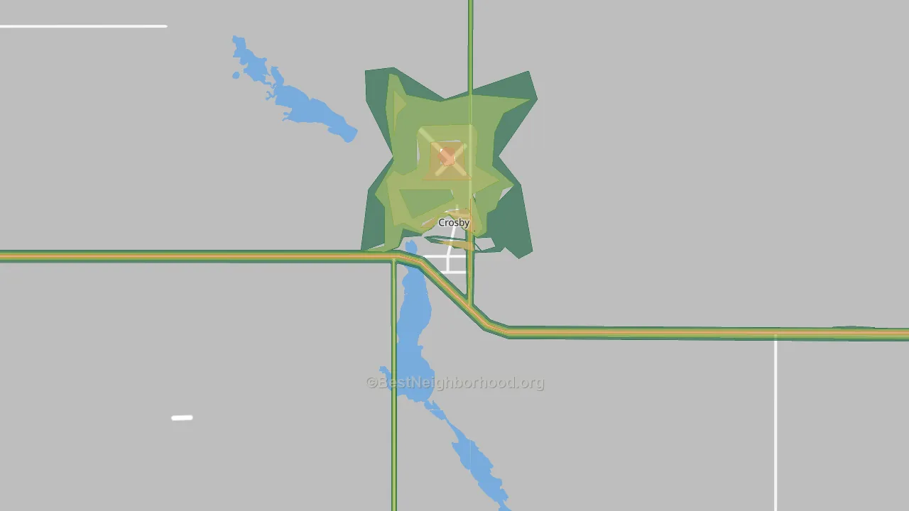 Crosby, ND Map of Noise Levels in Crosby
