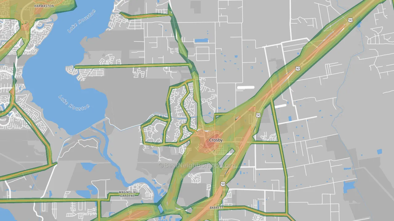 Crosby, TX Map of Noise Levels in Crosby