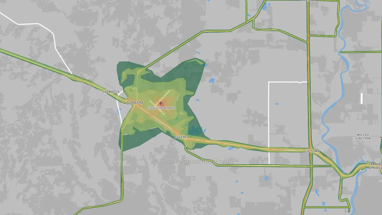 Cross City, FL Map of Noise Levels in Cross City