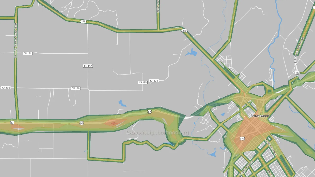 Cross Cut, TX Map of Noise Levels in Cross Cut