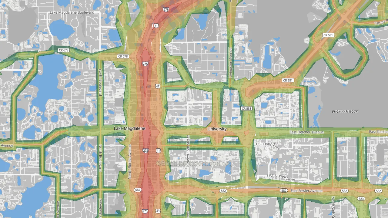 Cross Fletcher, University, FL Map of Noise Levels in Cross Fletcher
