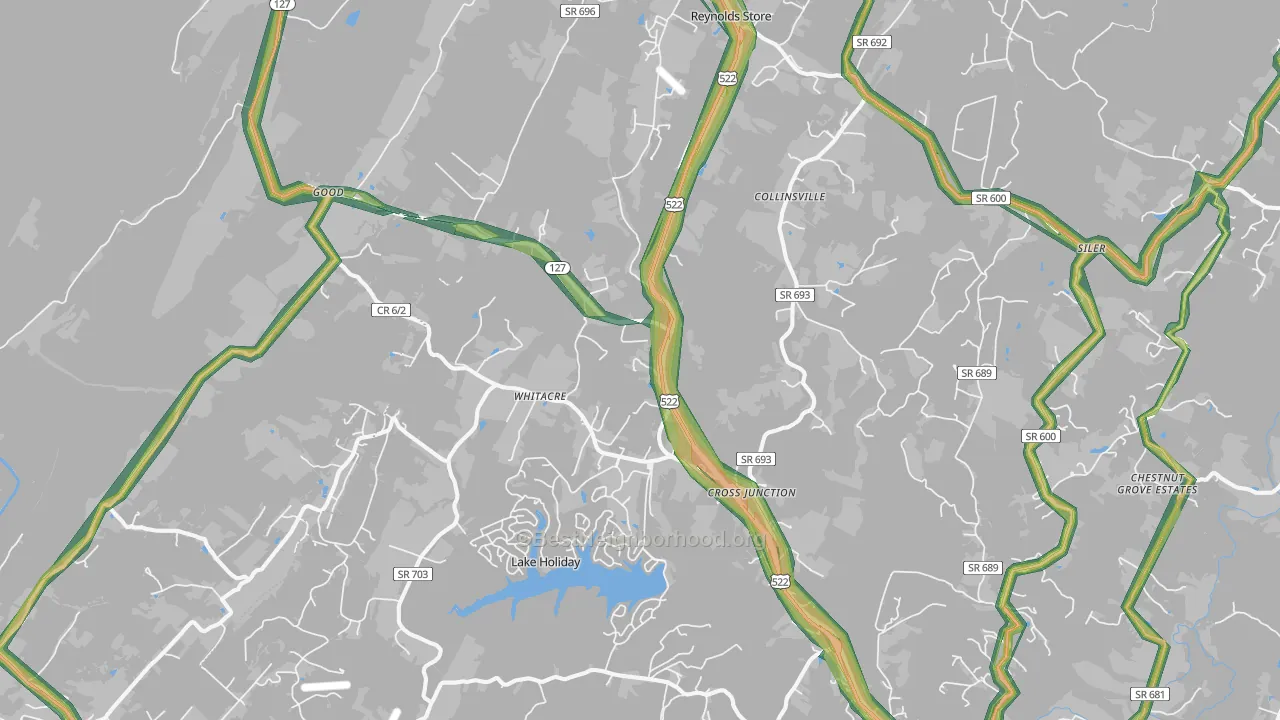 Cross Junction, VA Map of Noise Levels in Cross Junction