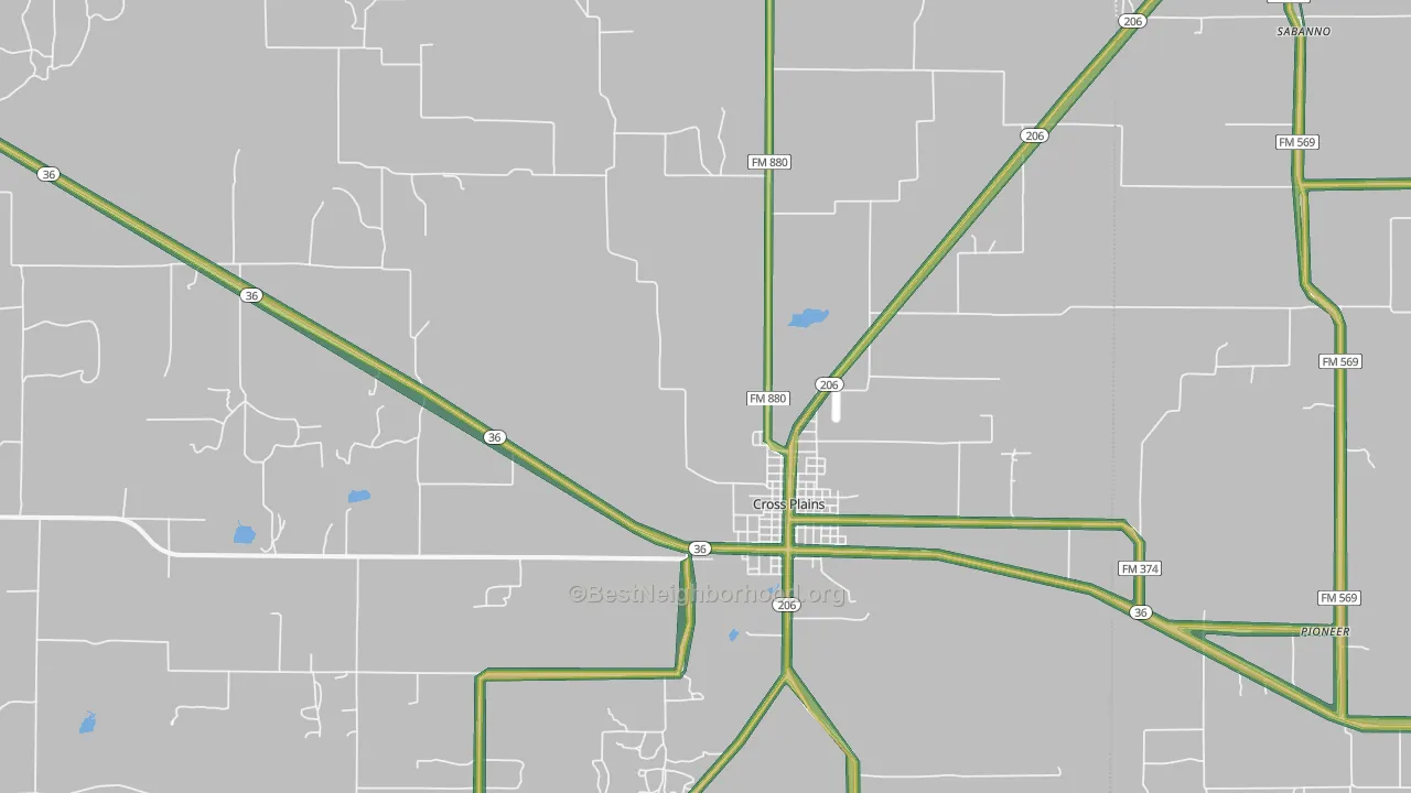 Cross Plains, TX Map of Noise Levels in Cross Plains