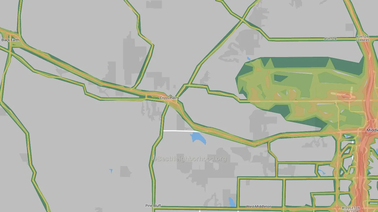 Cross Plains, WI Map of Noise Levels in Cross Plains