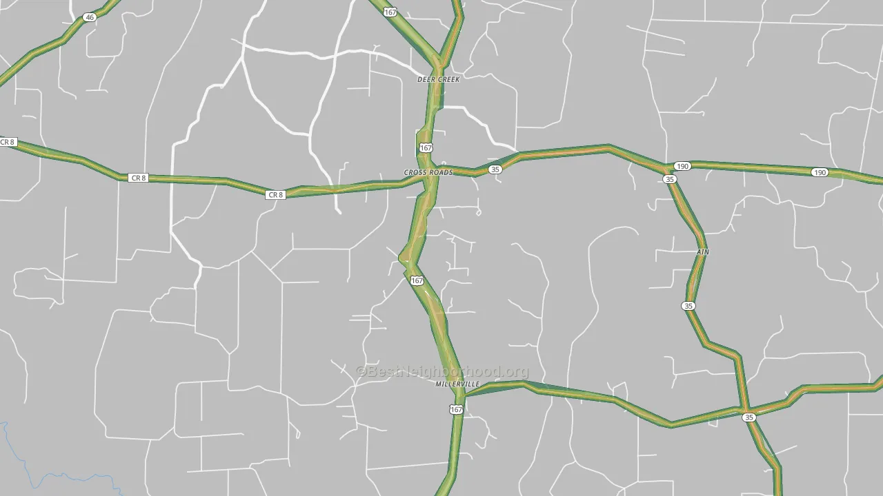Cross Roads, AR Map of Noise Levels in Cross Roads