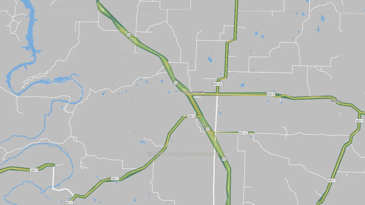 Cross Timbers, MO Map of Noise Levels in Cross Timbers