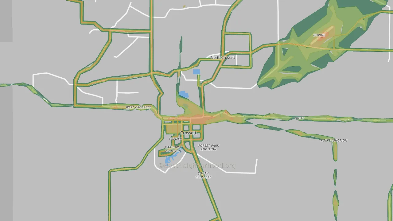 Crossett, AR Map of Noise Levels in Crossett