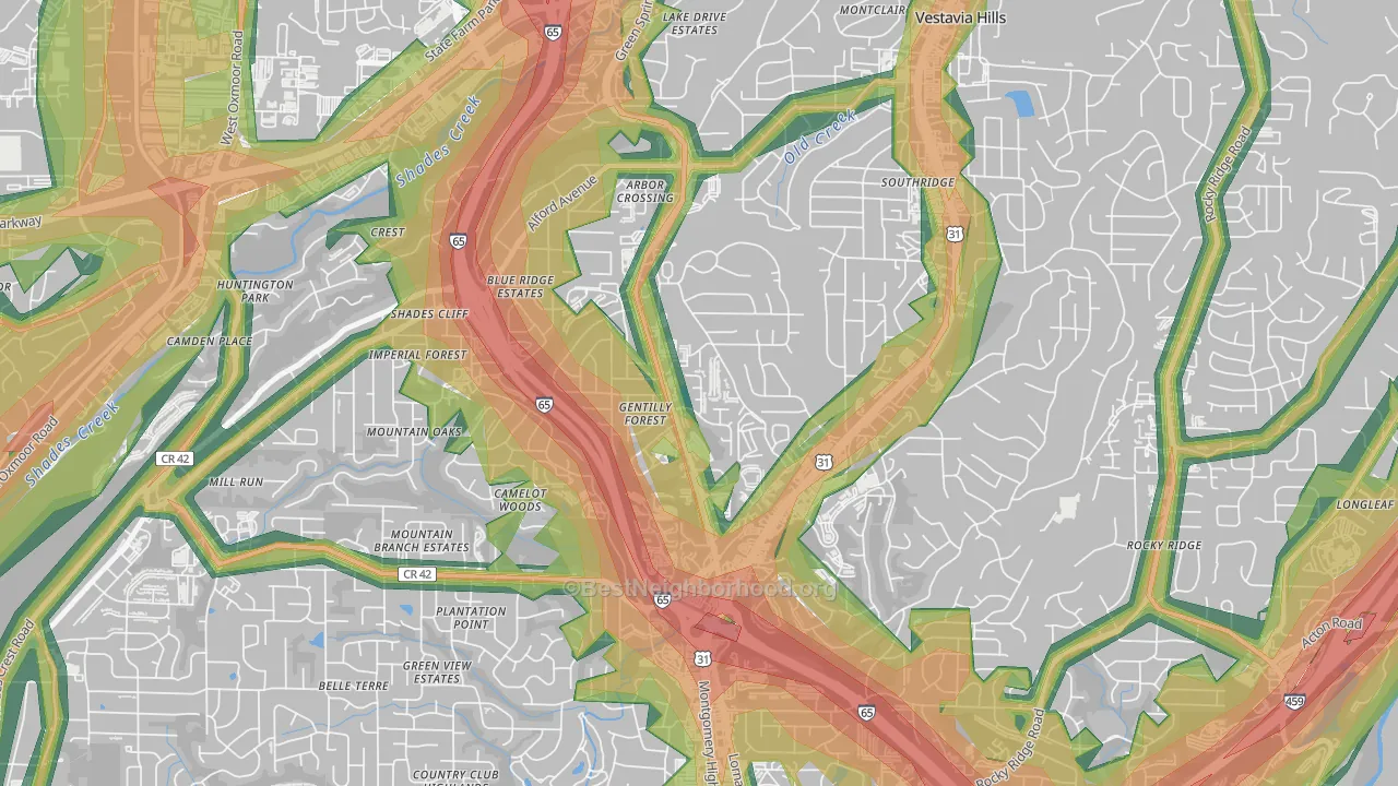 Crossgate, Vestavia Hills, AL Map of Noise Levels in Crossgate