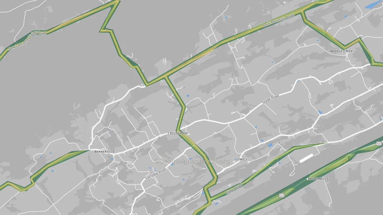 Crossgrove, PA Map of Noise Levels in Crossgrove