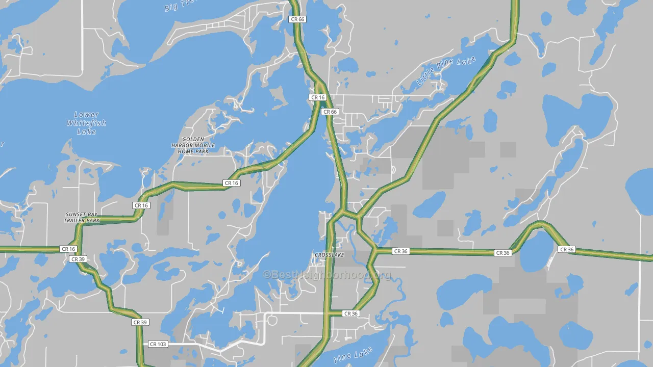 Crosslake, MN Map of Noise Levels in Crosslake