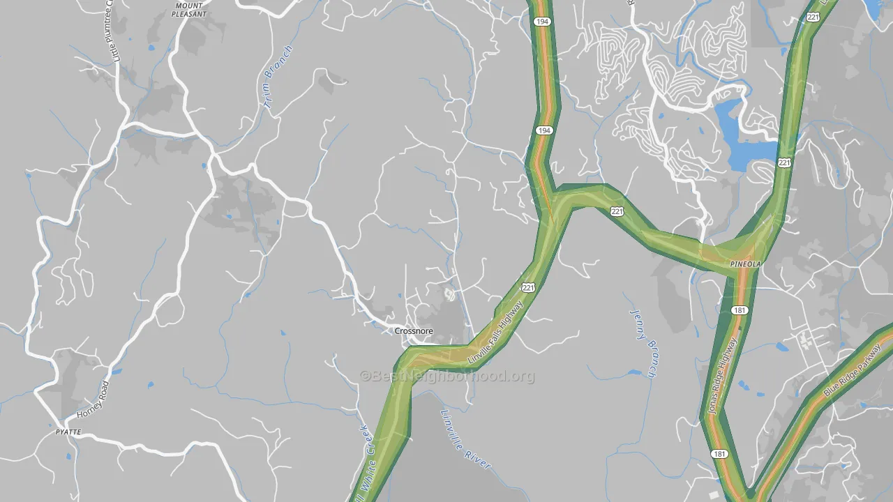 Crossnore, NC Map of Noise Levels in Crossnore