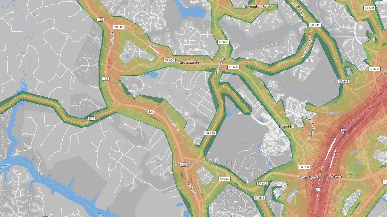 Crosspointe, VA Map of Noise Levels in Crosspointe