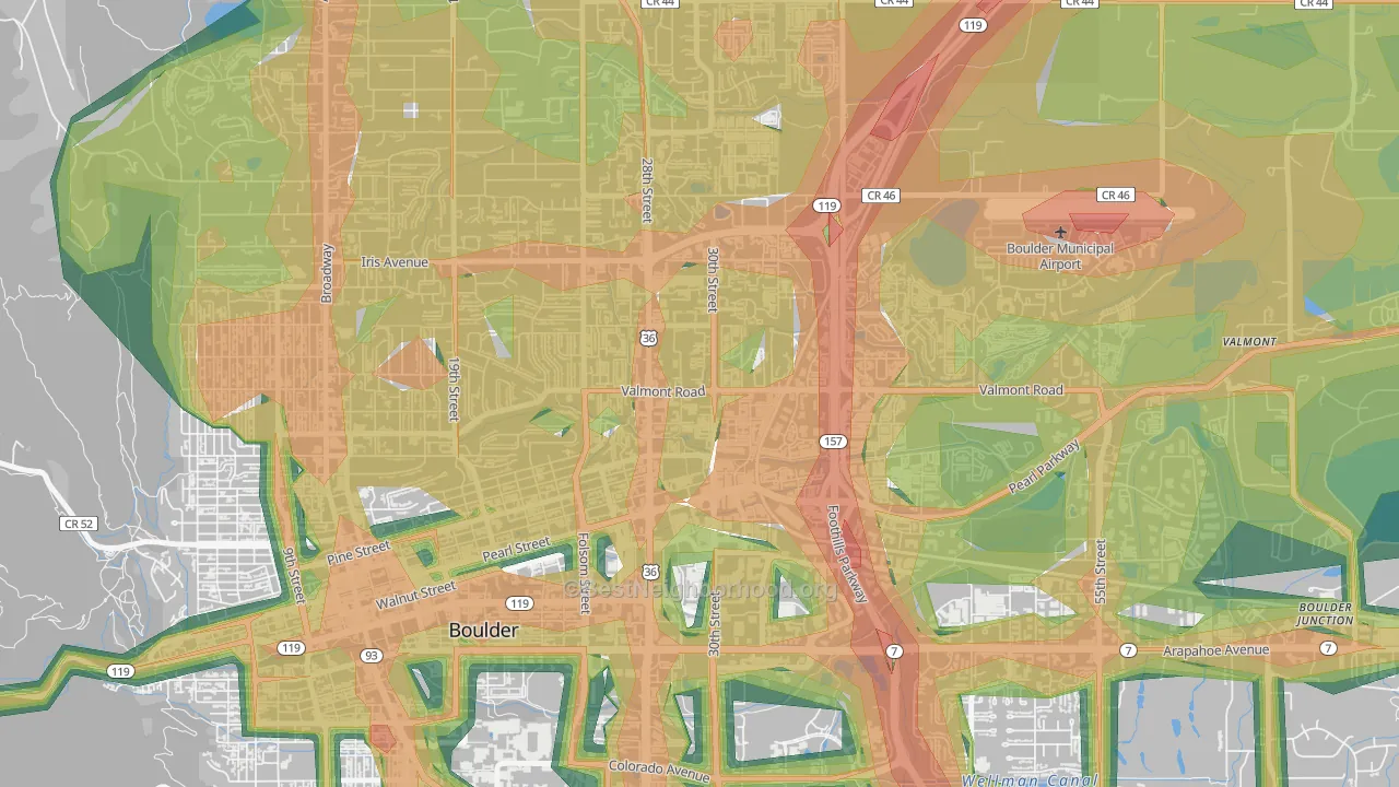 Crossroads, Boulder, CO Map of Noise Levels in Crossroads
