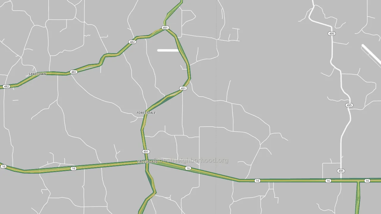 Crossroads, MS Map of Noise Levels in Crossroads