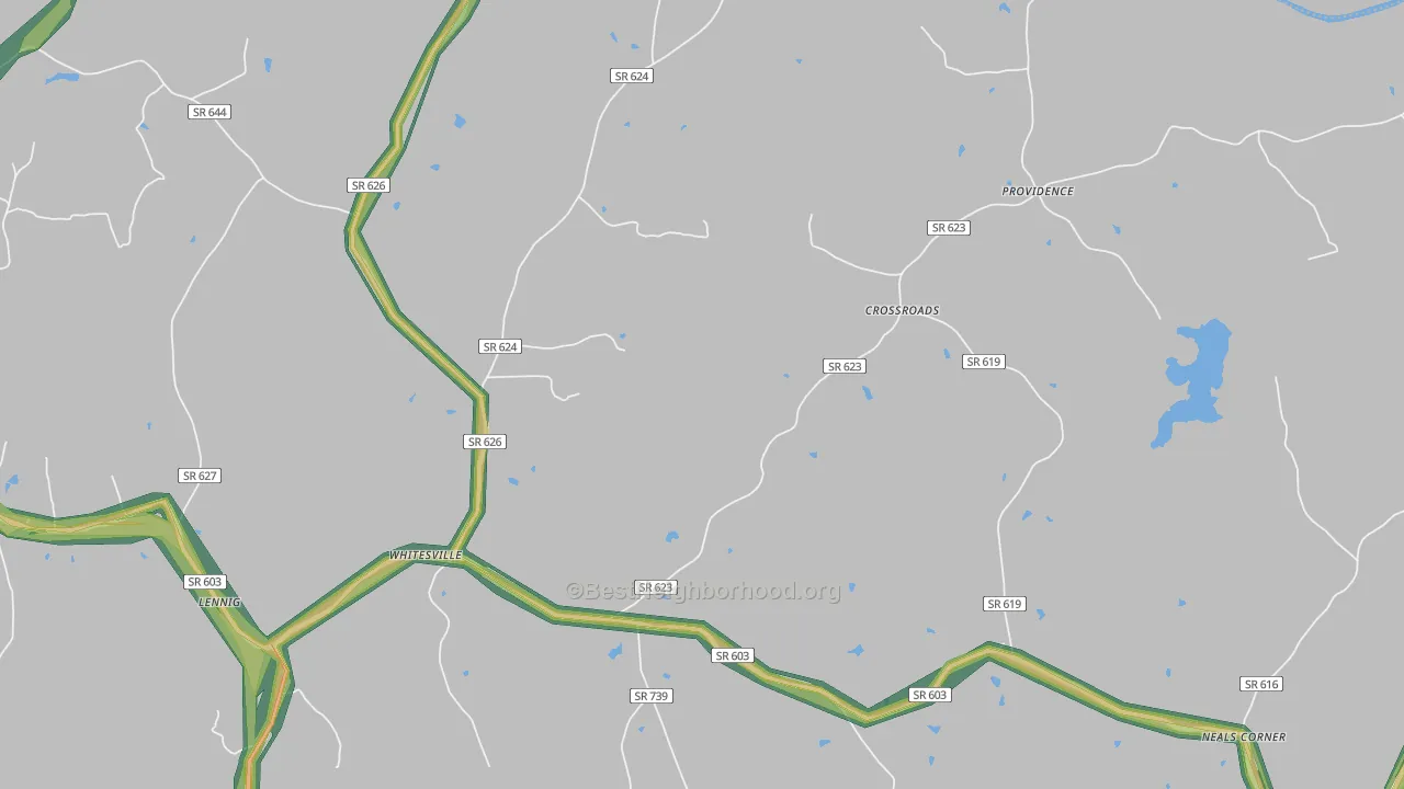 Crossroads, VA Map of Noise Levels in Crossroads
