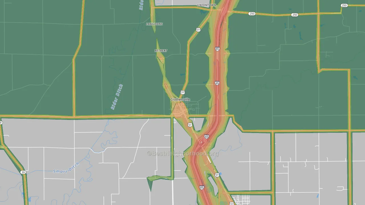 Crothersville, IN Map of Noise Levels in Crothersville