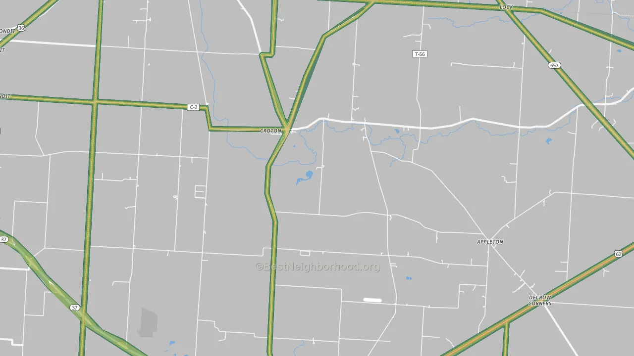 Croton, OH Map of Noise Levels in Croton