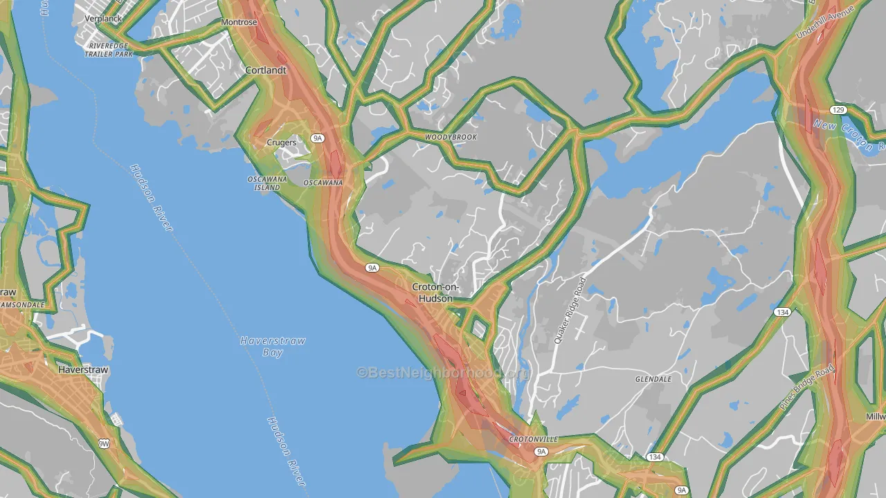 Croton On Hudson, NY Map of Noise Levels in Croton On Hudson