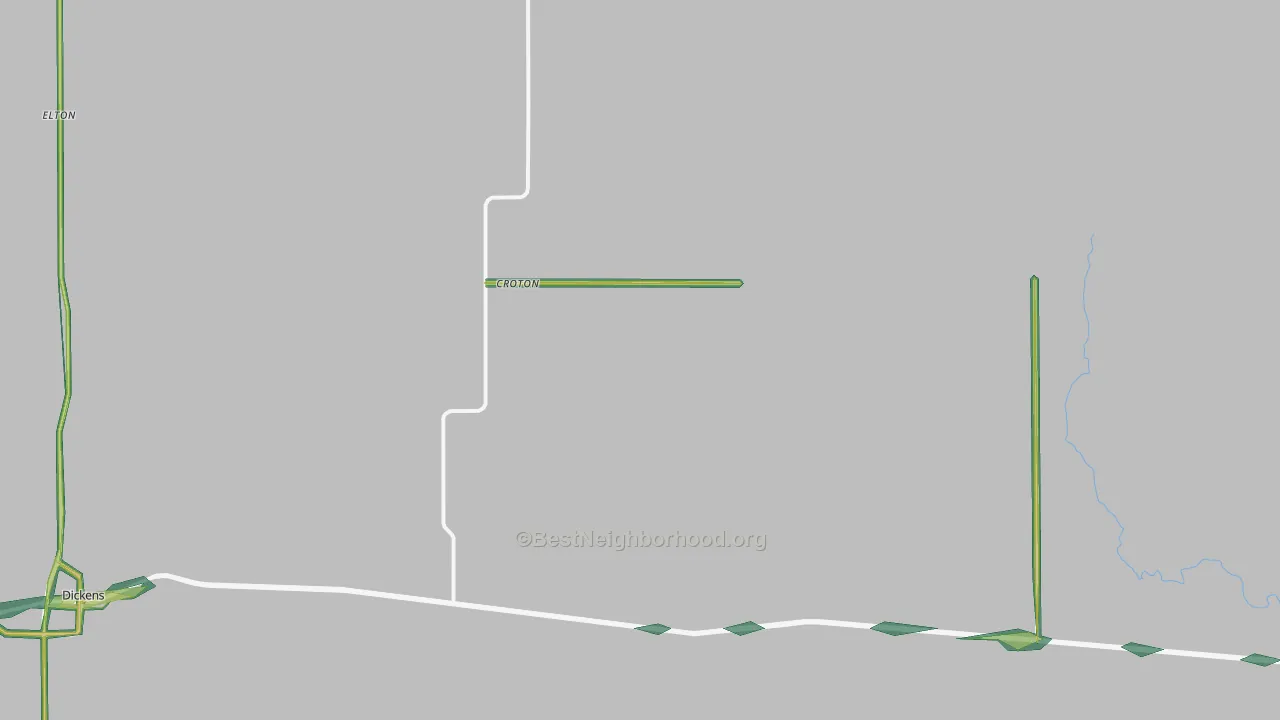 Croton, TX Map of Noise Levels in Croton