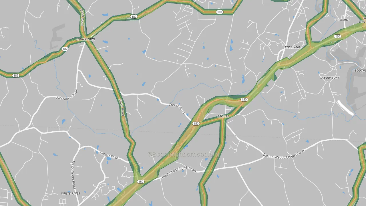 Crouse, NC Map of Noise Levels in Crouse