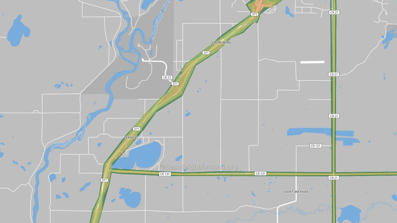 Crow Wing, MN Map of Noise Levels in Crow Wing