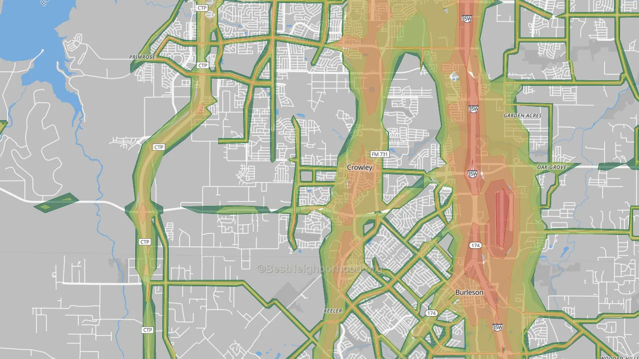 Crowley, TX Map of Noise Levels in Crowley