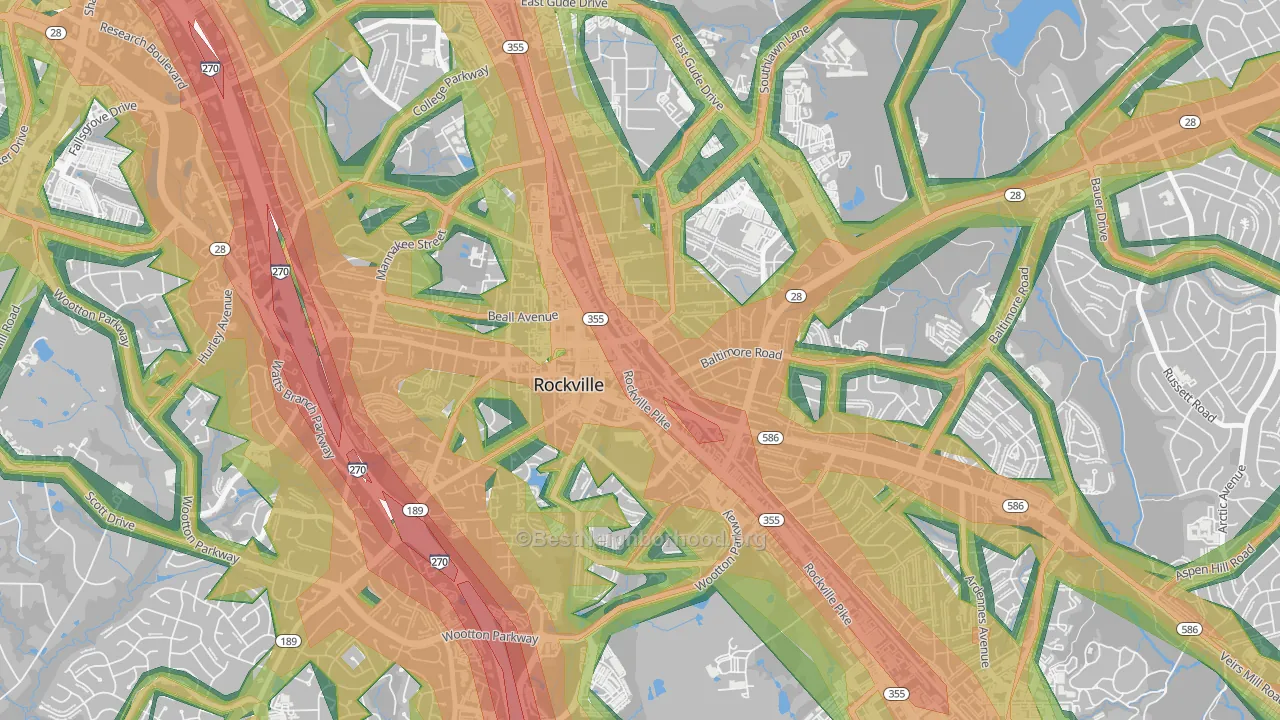 Croydon Park, Rockville, MD Map of Noise Levels in Croydon Park