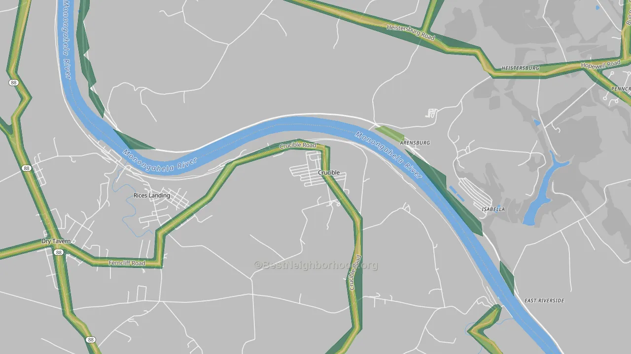 Crucible, PA Map of Noise Levels in Crucible