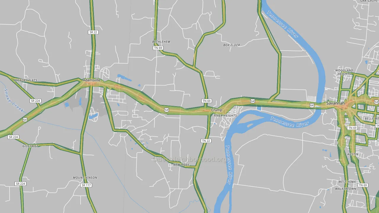 Crump, TN Map of Noise Levels in Crump