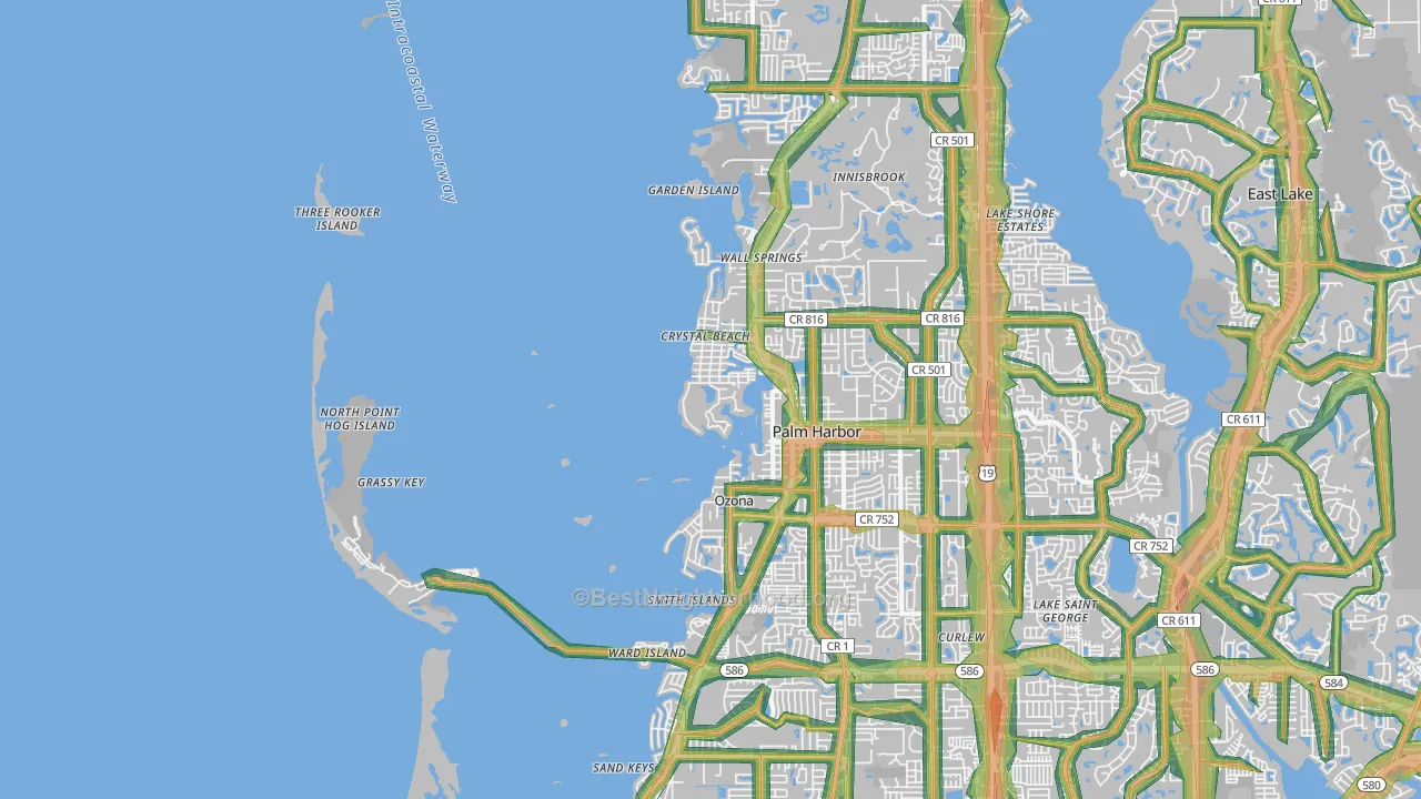 Crystal Beach, FL Map of Noise Levels in Crystal Beach