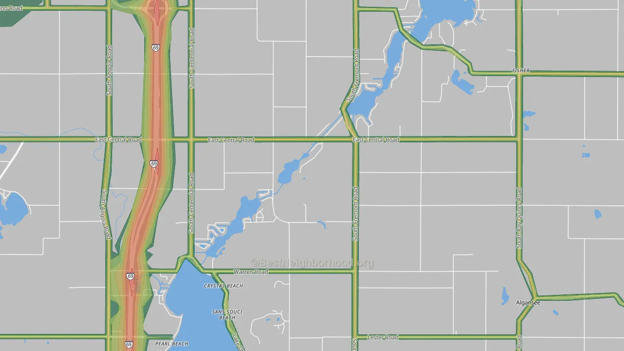 Crystal Beach, MI Map of Noise Levels in Crystal Beach